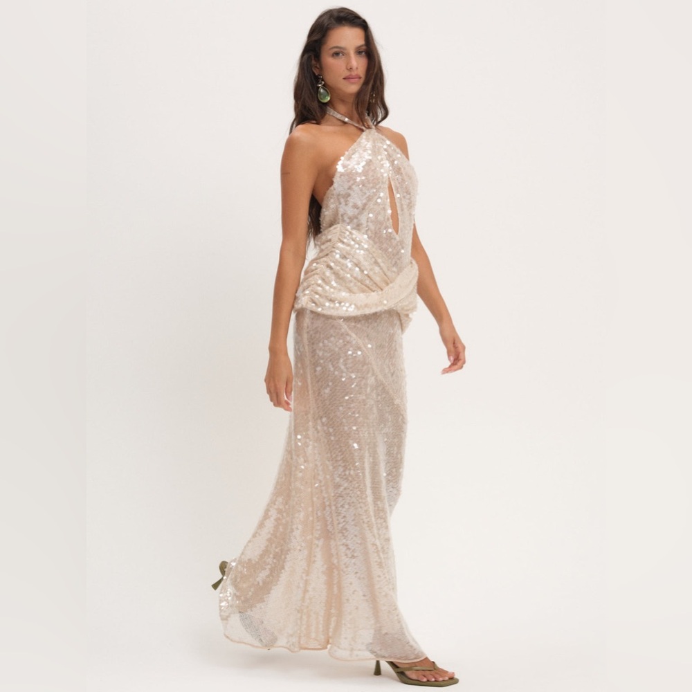 For Love & Lemons SYDNEY SEQUIN MAXI DRESS Size Medium NWT - Picture 3 of 9